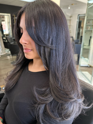 Women's haircut by Vladyslava Blust at Gloss Montgomery OH in Cincinnati, OH 45242 on Frizo