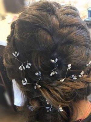 Bridal hair by Mindy Long at Platinum Salon & Spa in Tacoma, WA 98403 on Frizo